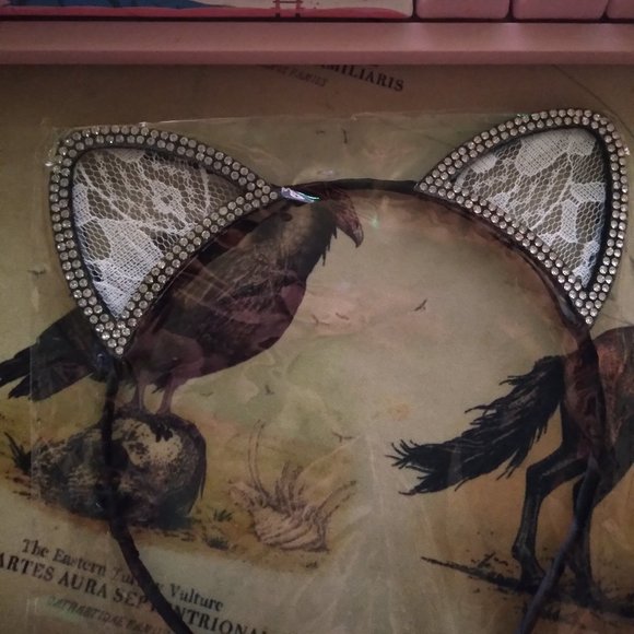 Lace Cat Ears Headband and Heart Choker - Picture 2 of 2